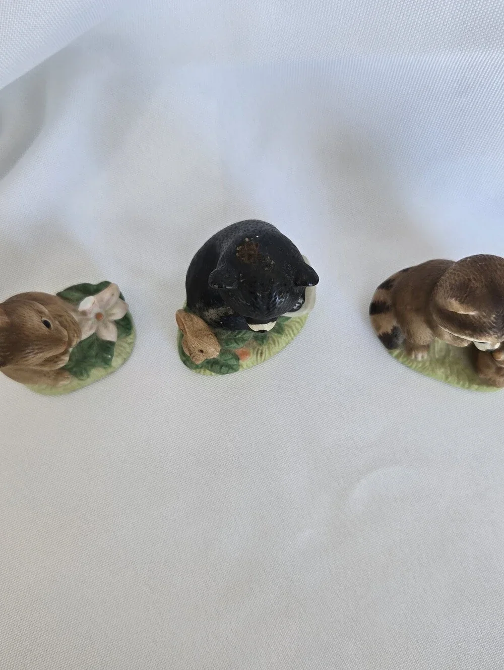 Vintage Homco 1418 Forest Friends Bisque Figurines Set of 3
